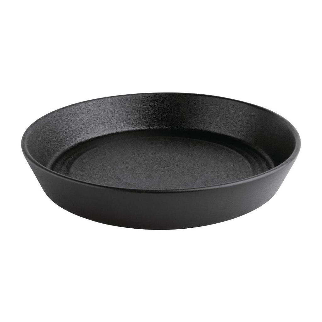 Olympia Cavolo Flat Round Bowls Textured Black 220mm (Pack of 4) FD907