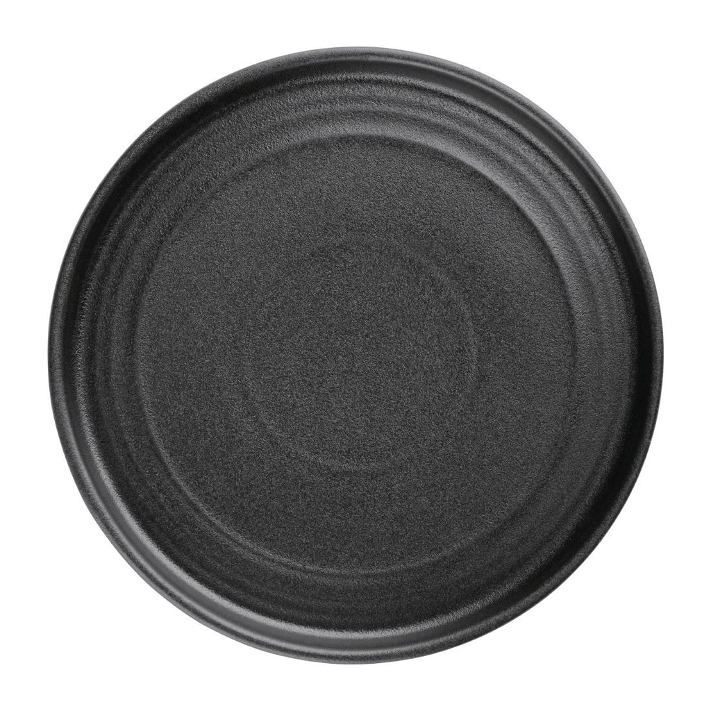 Olympia Cavolo Flat Round Plates Textured Black 180mm (Pack of 6) FD908