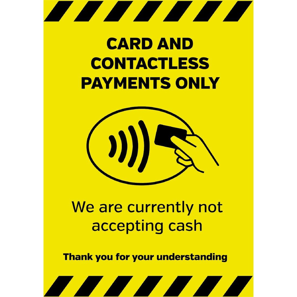 Currently Not Accepting Cash Sign A5 Self-Adhesive FN643