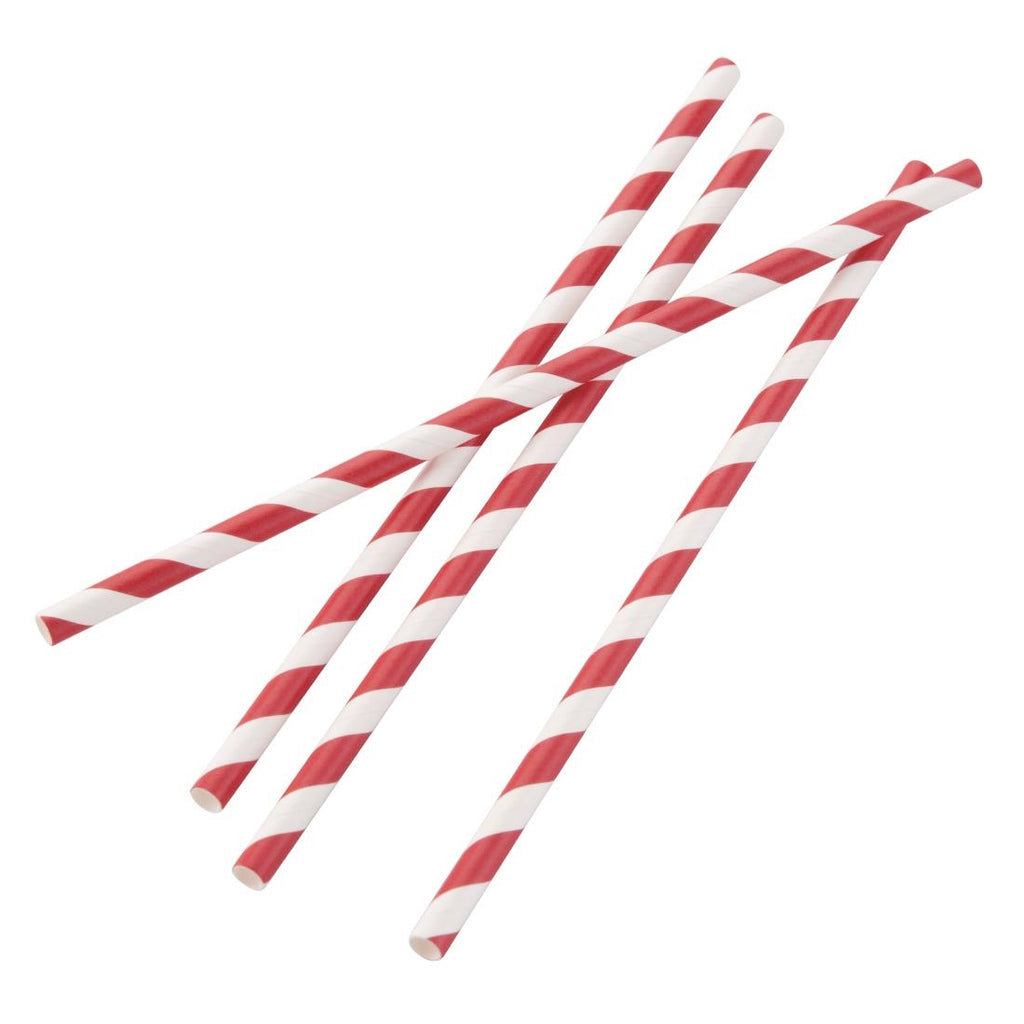 Fiesta Compostable Individually Wrapped Paper Straws Red Stripes (Pack of 250) FP442