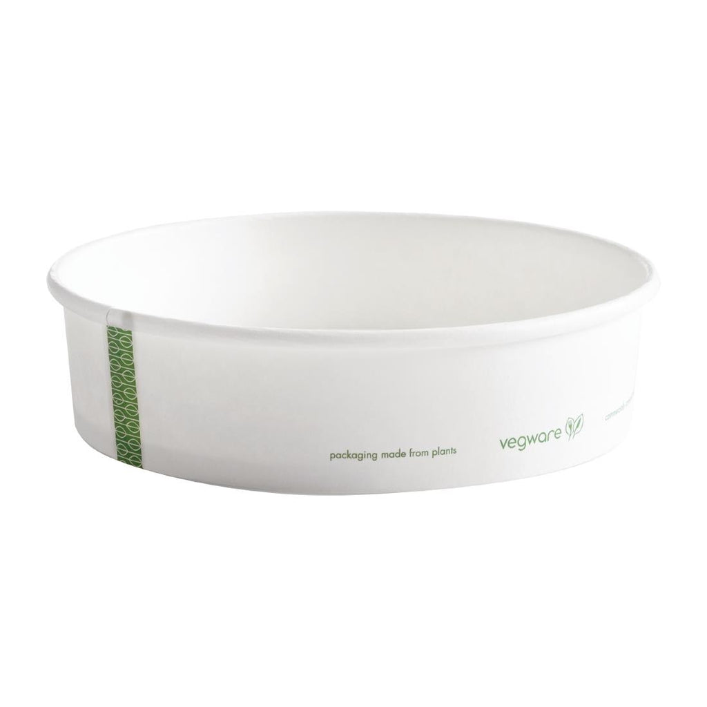 Vegware 185-Series Compostable Bon Appetit Wide PLA-lined Paper Food Bowls 26oz (Pack of 300) FS176