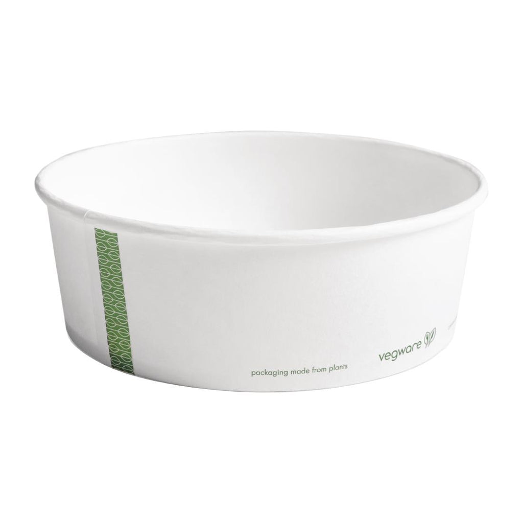 Vegware 185-Series Compostable Bon Appetit Wide PLA-lined Paper Food Bowls 32oz (Pack of 300) FS177