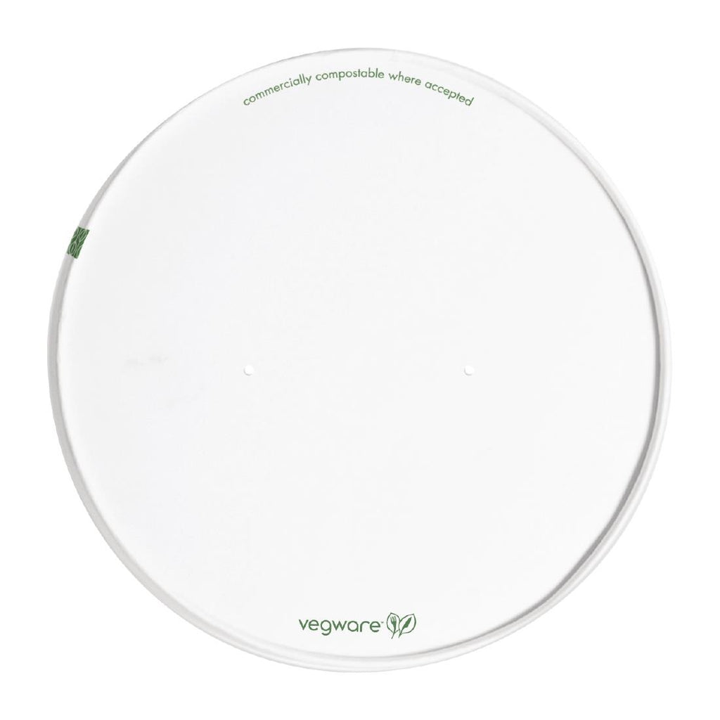 Vegware 185-Series Compostable Bon Appetit Wide PLA-lined Paper Food Bowl Lid (Pack of 300) FS179