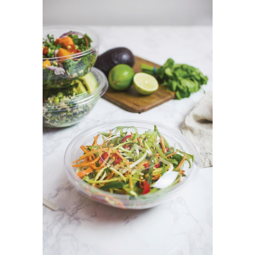 Vegware 185-Series Compostable Bon Appetit Wide PLA Salad Bowls 24oz (Pack of 300) FS180