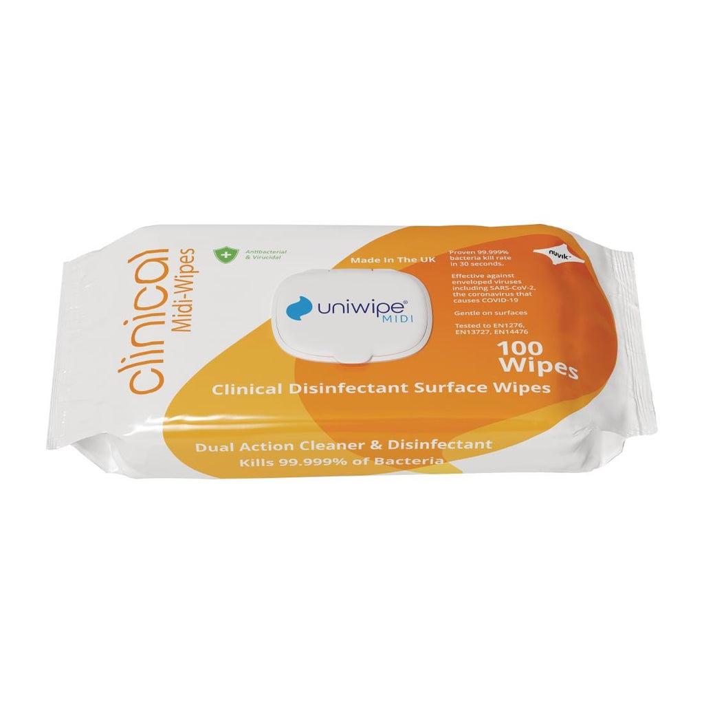 Uniwipe Clinical Disinfectant Midi-Wipes (Pack 100) FS703