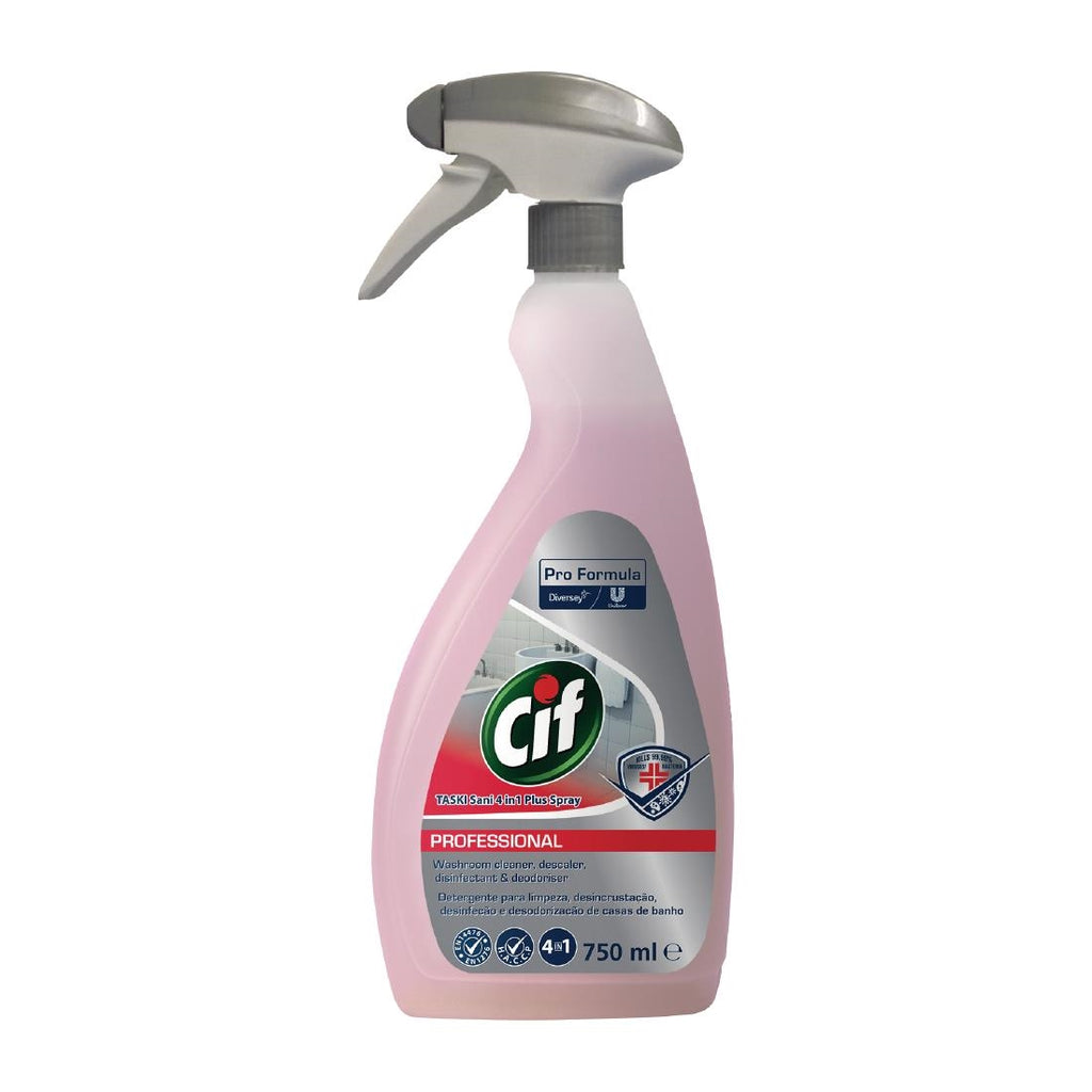 Cif Pro Formula 4-in-1 Washroom Cleaner and Disinfectant Ready To Use 750ml (6 Pack) FT010