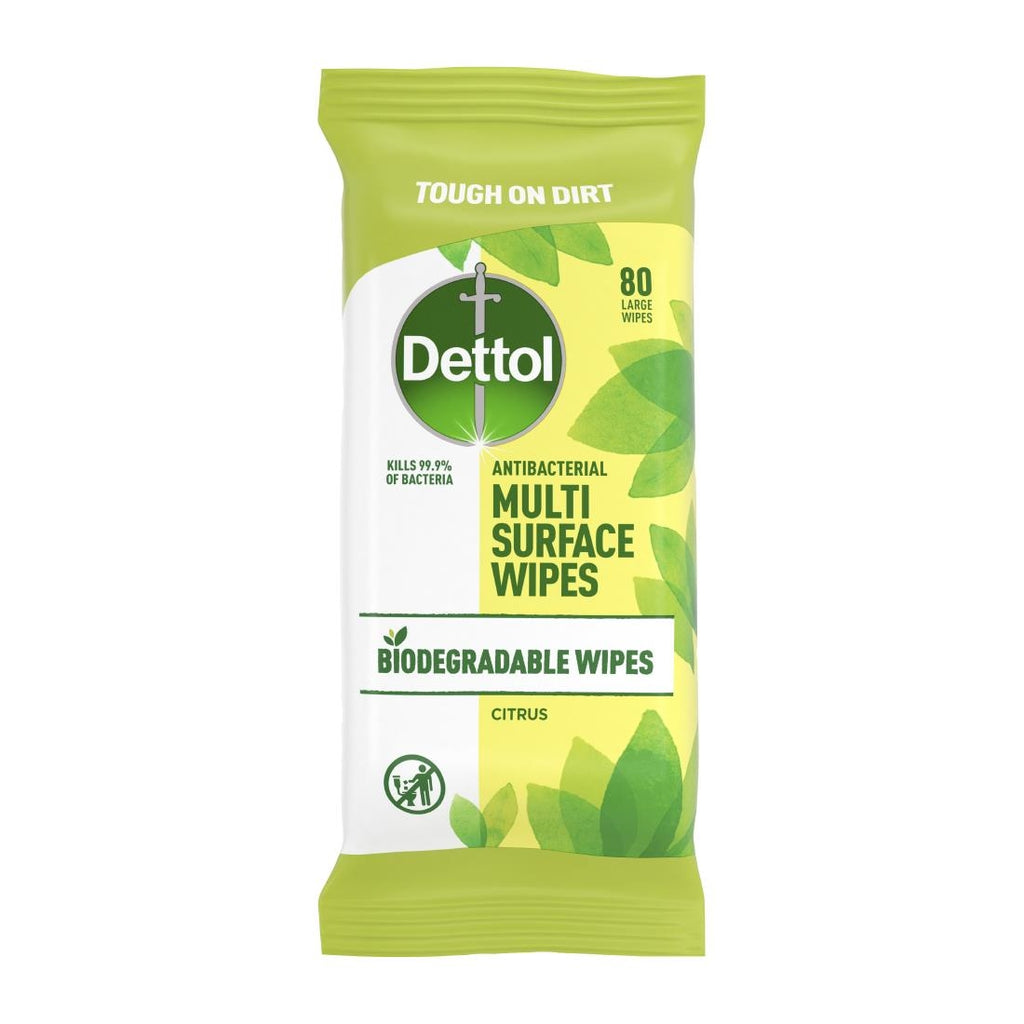 Dettol Tru Clean Antibacterial Biodegradable Multi-Surface Wipes (Pack of 80) FT012