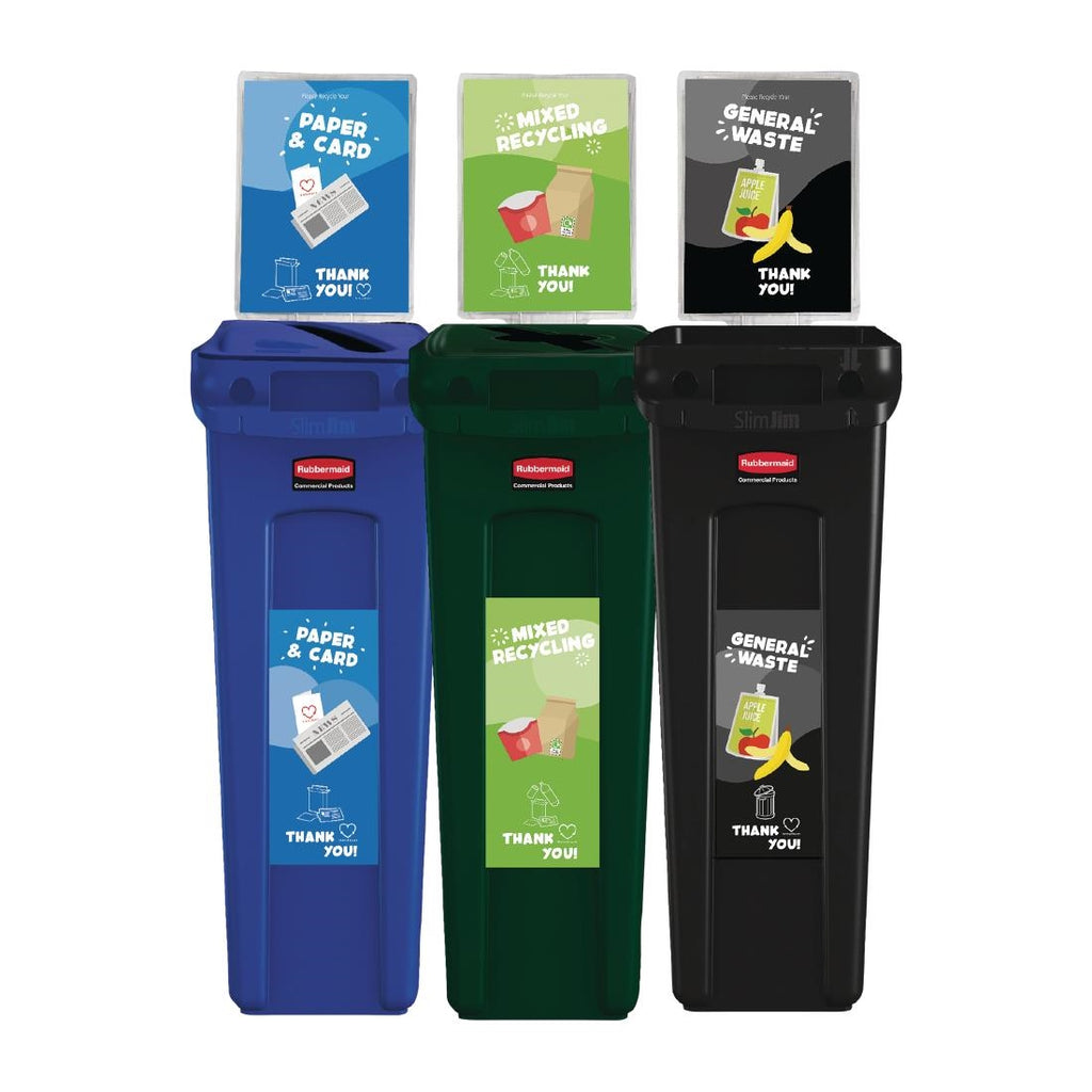 Rubbermaid General Waste, Paper and Mixed Recycling Schools Recycling Kit FT357