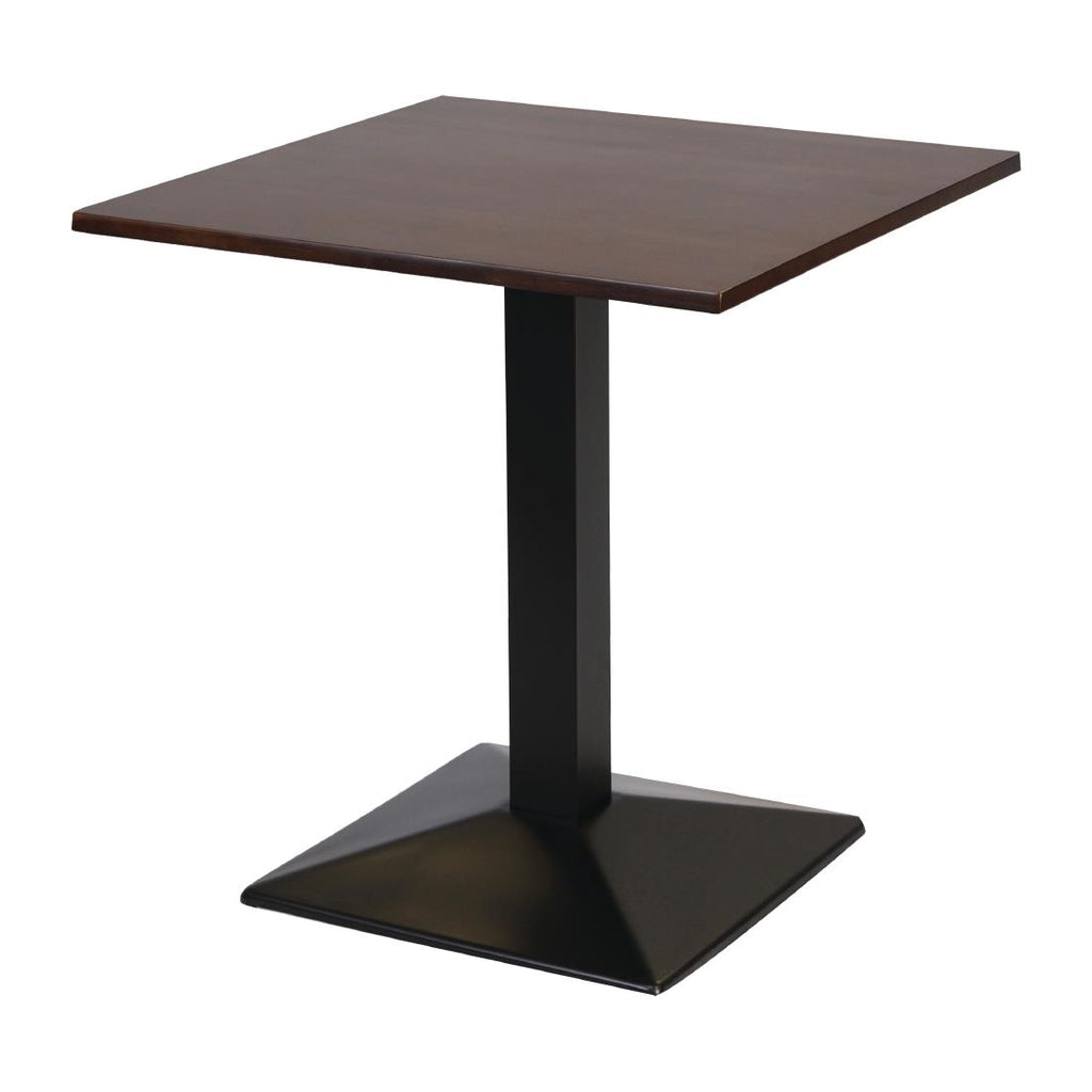 Turin Metal Base Pedestal Square Table with Dark Wood Top 700x700mm FT501