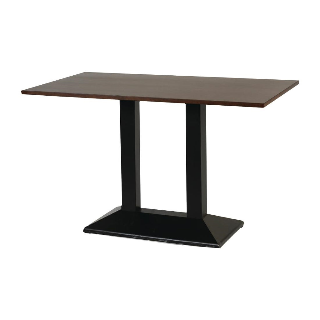 Turin Metal Base Pedestal Rectangle Table with Dark Wood Top 1200x700mm FT503