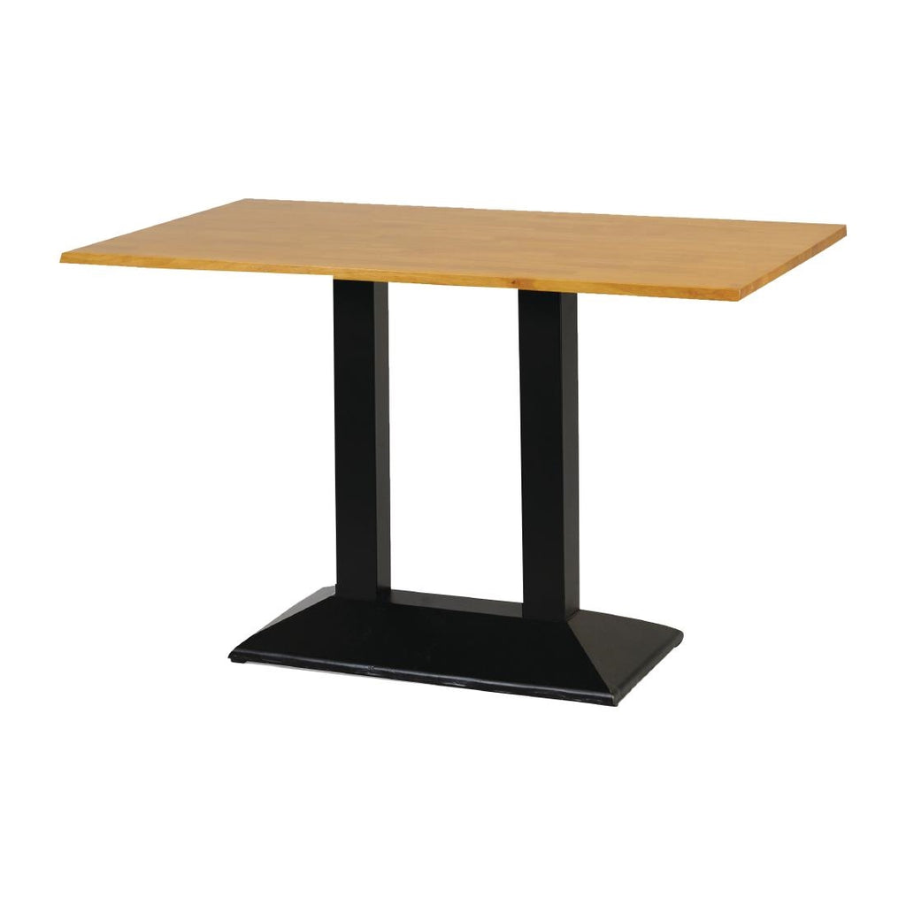 Turin Metal Base Pedestal Rectangle Table with Soft Oak Top 1200x700mm FT504