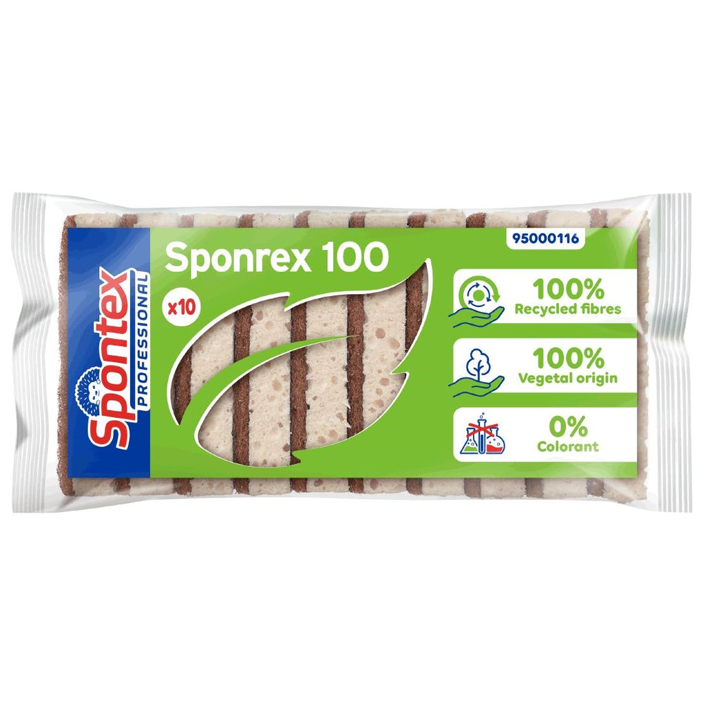 Spontex Sponrex 100 Recycled Scouring Sponge (pk10) FT630