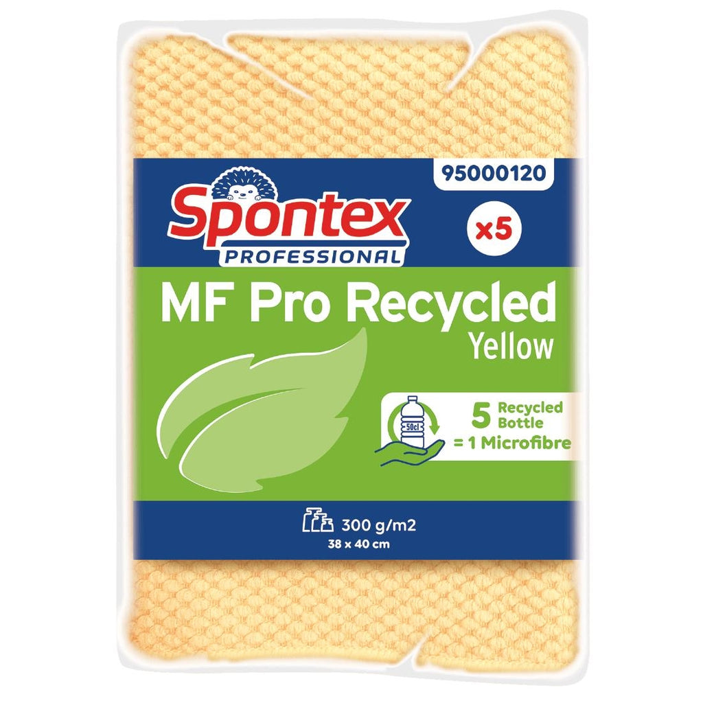 Spontex MF Pro Recycled Microfibre Cloth Yellow (pk5) FT635