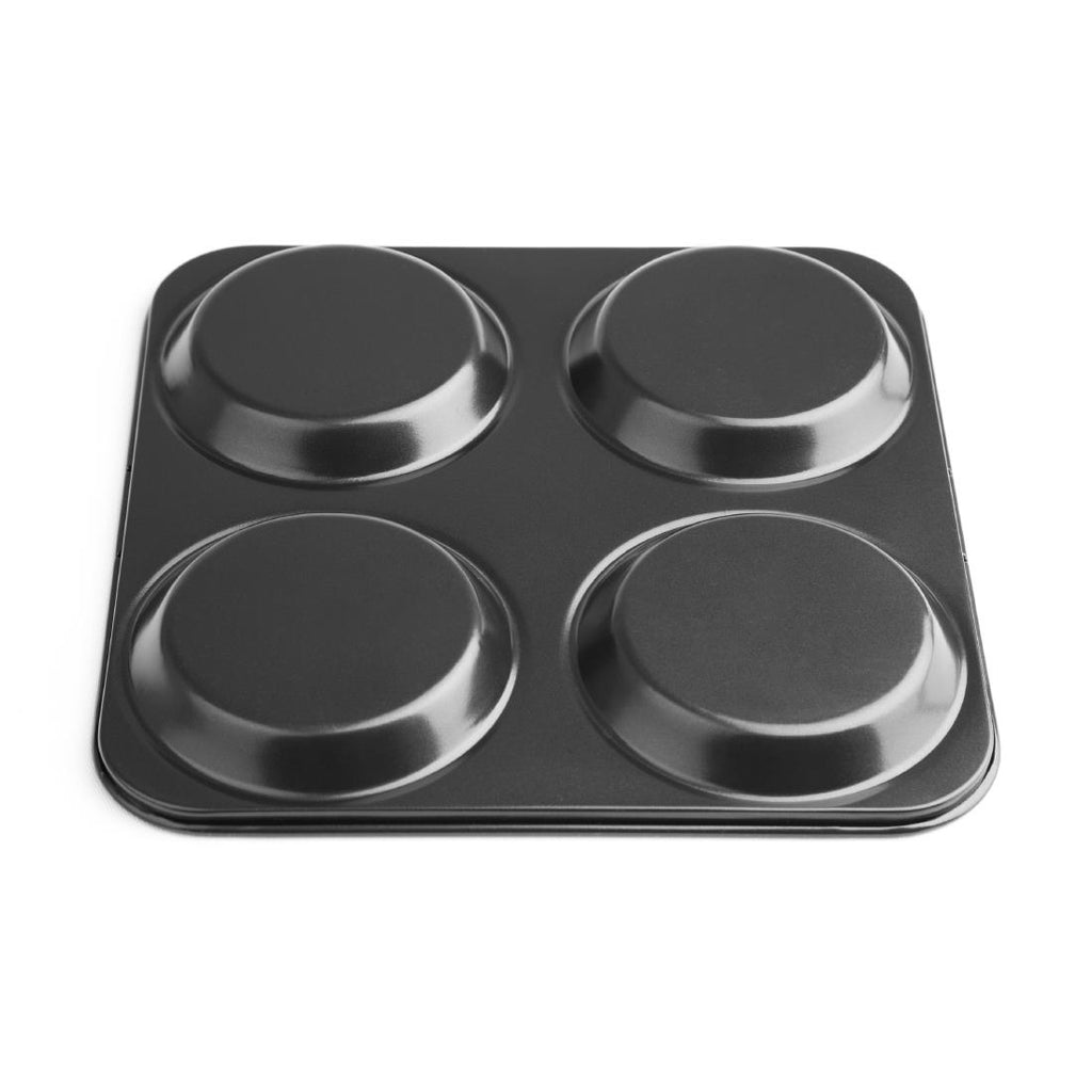 Vogue Carbon Steel Non-Stick Yorkshire Pudding Tray 4 Cup GD012