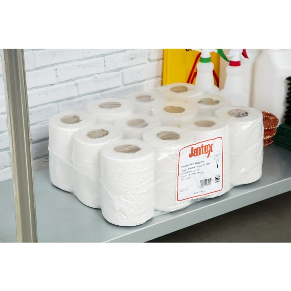Jantex Mini Centrefeed White Rolls (Pack of 12) GD729