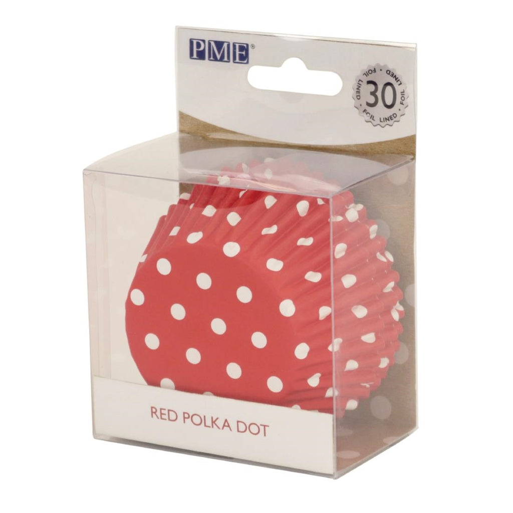 PME Cupcake Foil Lined Baking Cases Polka Dot (Pack of 30) GE849