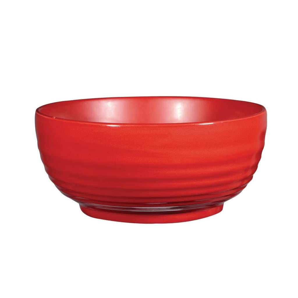 Art de Cuisine Red Glaze Ripple Bowls Large (Pack of 4) GF706