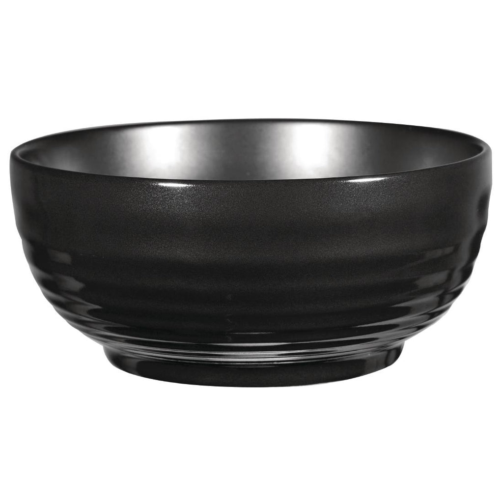 Art de Cuisine Black Glaze Ripple Bowls Large (Pack of 4) GF708