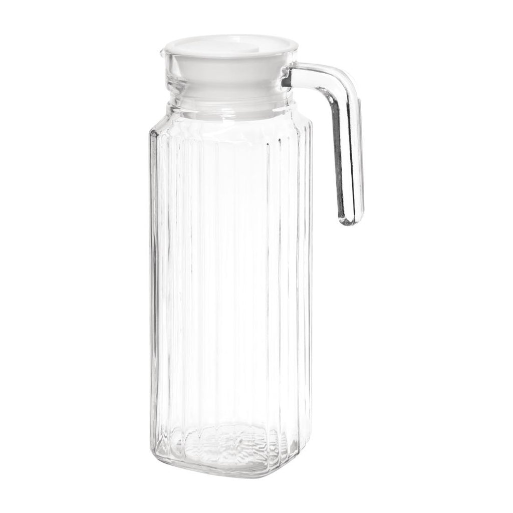 Olympia Ribbed Glass Jugs 1Ltr (Pack of 6) GF922