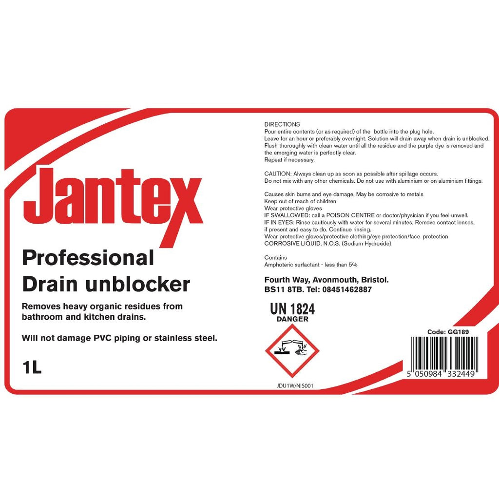 Jantex Drain Unblocker Ready To Use 1Ltr GG189