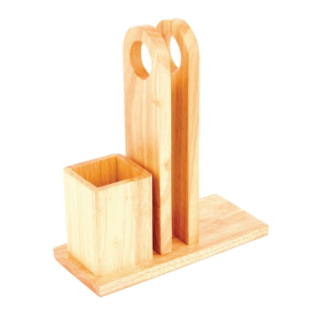 Olympia Wooden Menu Rack with Cutlery Pot GH307