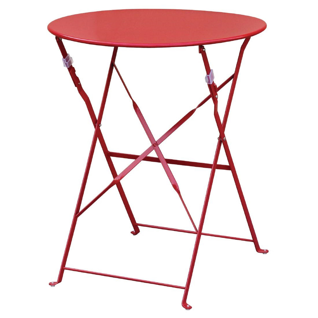 Bolero Pavement Style Round Steel Table Red 595mm GH560