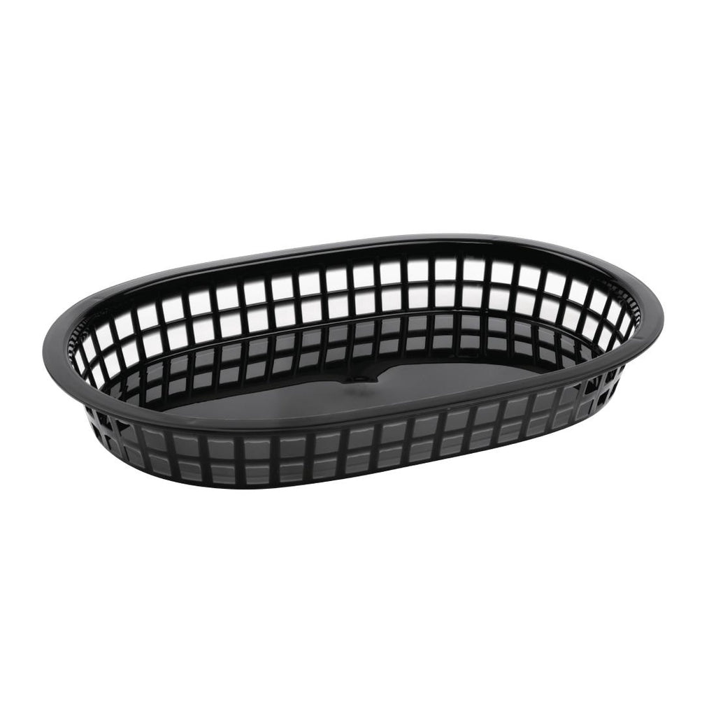 Oval Polypropylene Food Basket Black (Pack of 6) GH969