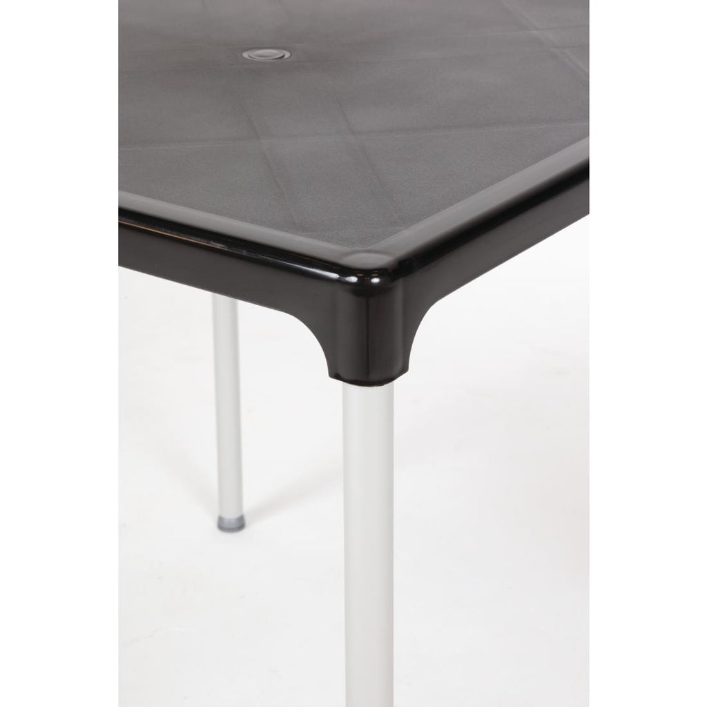 Bolero Black Square Table with Aluminium Legs 750mm GJ970