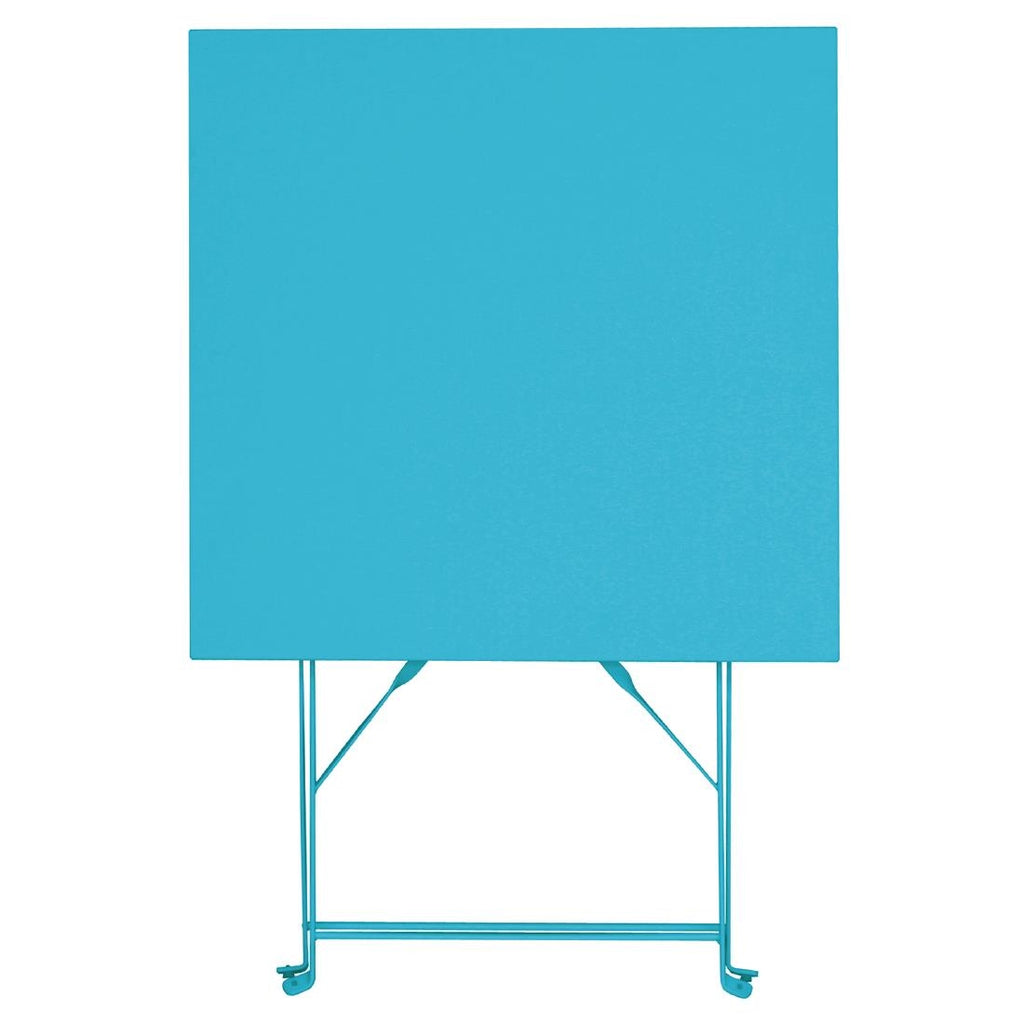 Bolero Pavement Style Square Steel Table Seaside Blue 600mm GK985