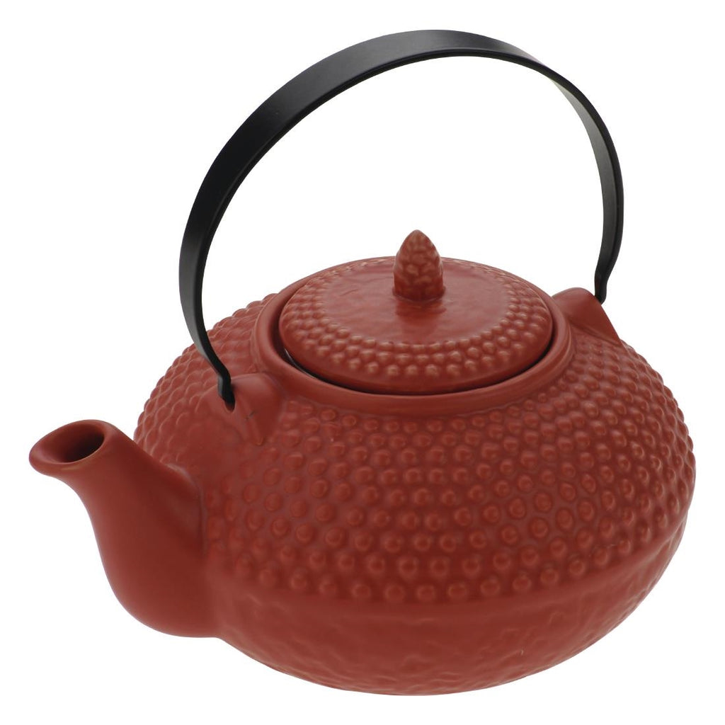 Ceramic Oriental Hobnail Teapot Red GL085