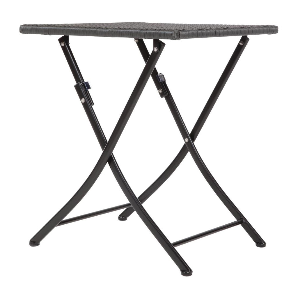 Bolero Square PE Wicker Folding Table Black 600mm GL302