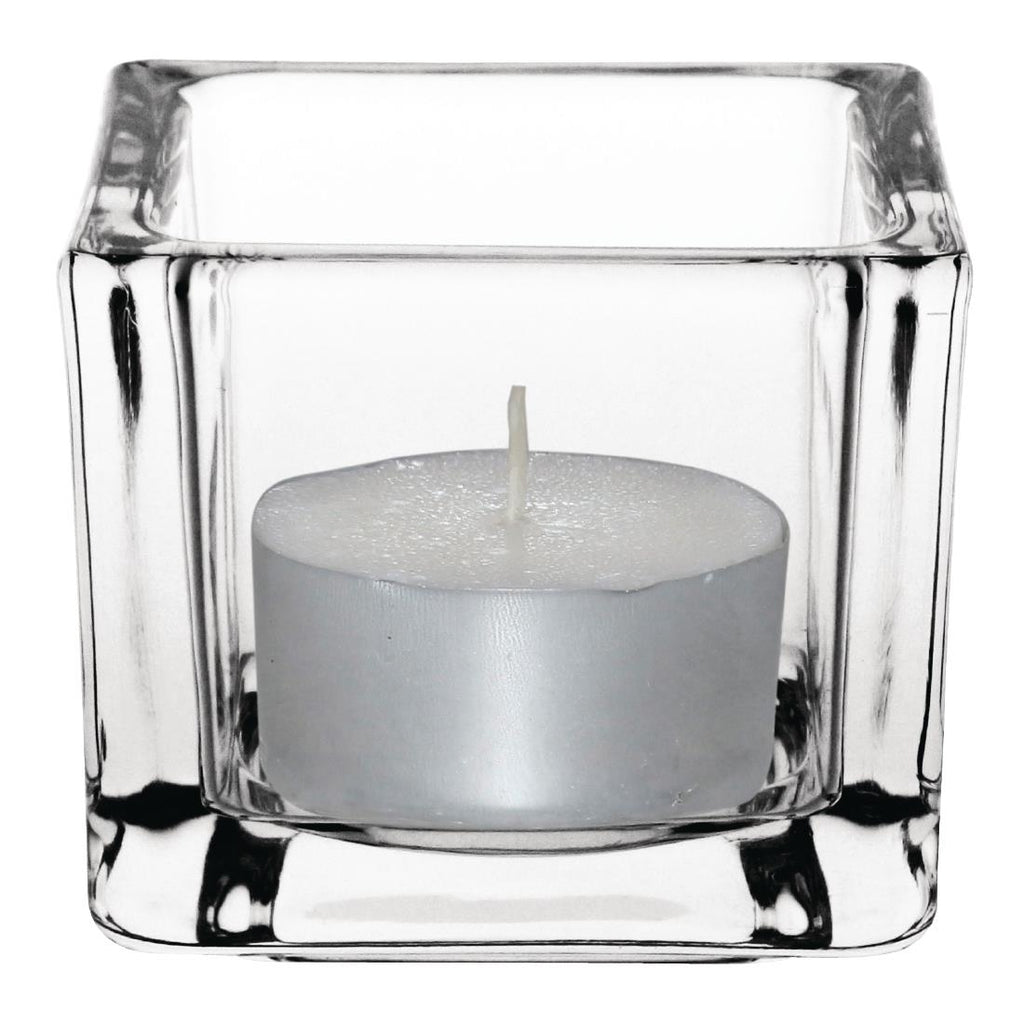 Olympia Glass Tealight Holder Square Clear (Pack of 6) GM224