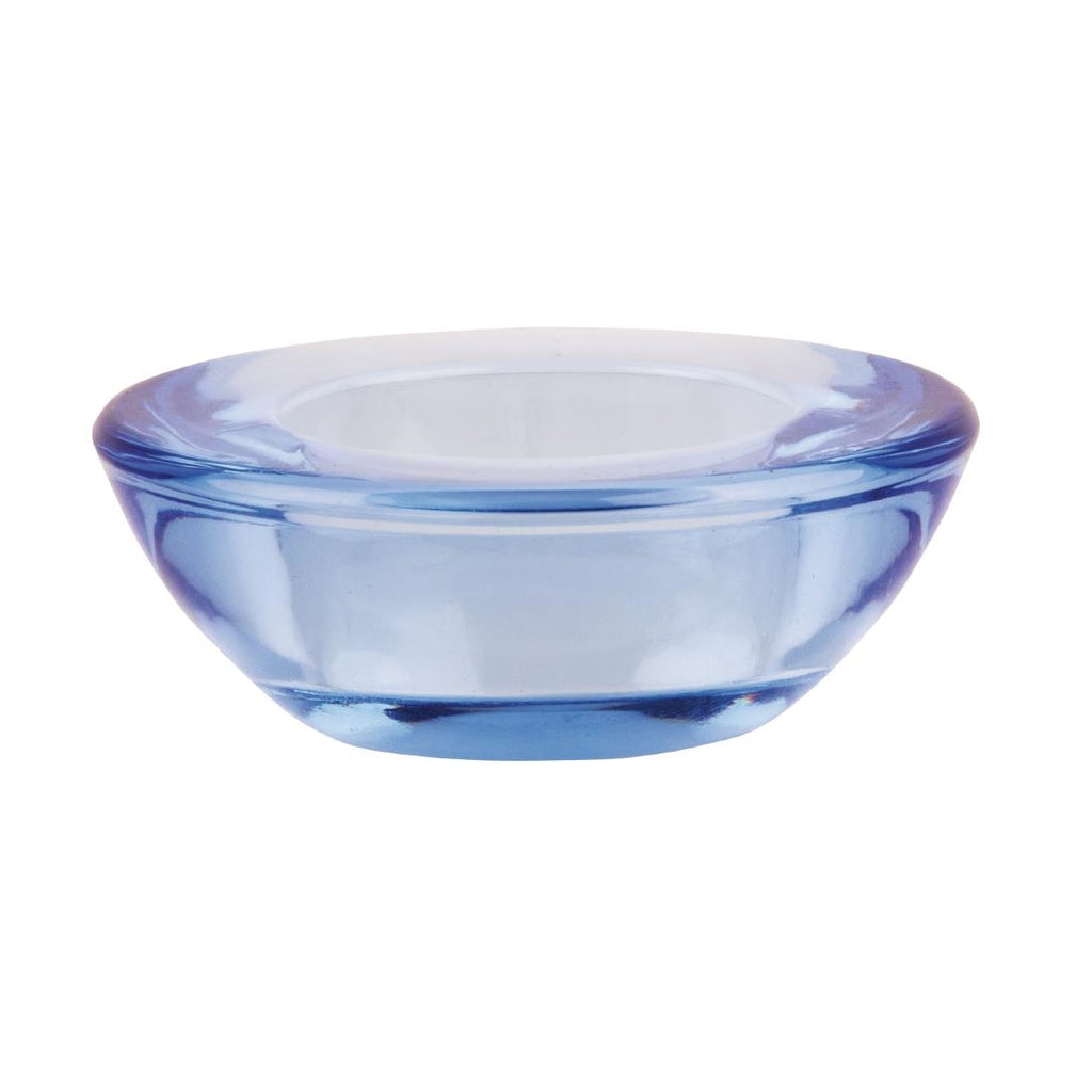 Olympia Saucer Tealight Holder Blue - 75 x 75mm (Pack of 6) GM226