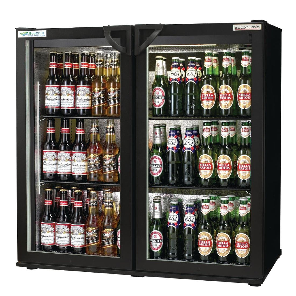 Autonumis EcoChill Double Hinged Door Maxi Back Bar Cooler, Black A21096 GN378