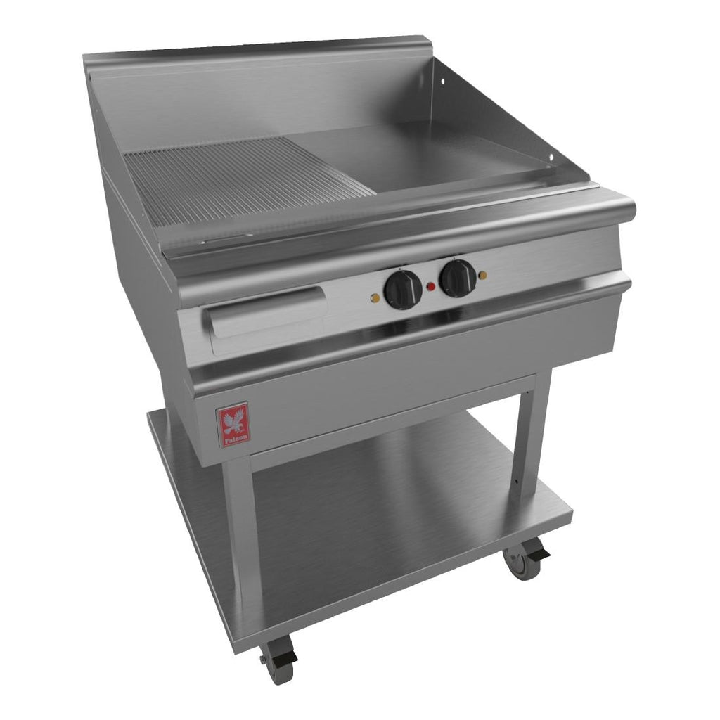 Dominator Plus 800mm Wide Half Ribbed Griddle on Mobile Stand E3481R GP109