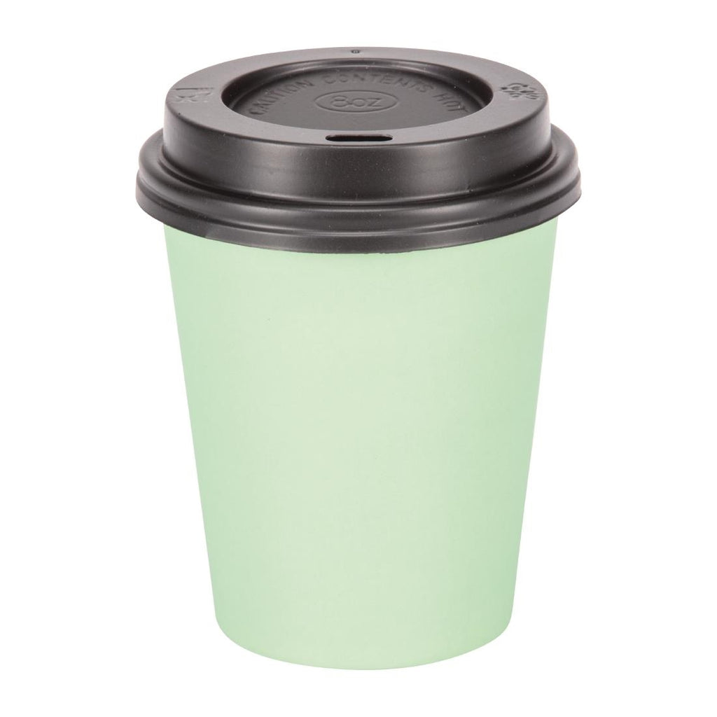 Fiesta Recyclable Coffee Cups Single Wall Turquoise 225ml / 8oz (Pack of 50) GP400
