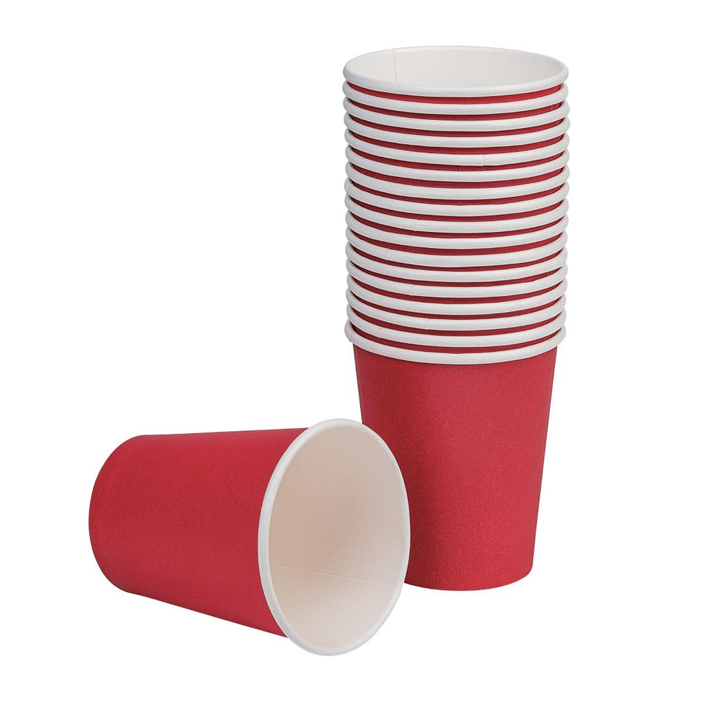Fiesta Recyclable Single Wall Takeaway Coffee Cups Red 225ml / 8oz (Pack of 50) GP406