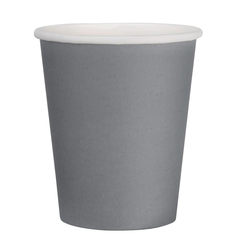 Fiesta Recyclable Coffee Cups Single Wall Charcoal 225ml / 8oz (Pack of 1000) GP415