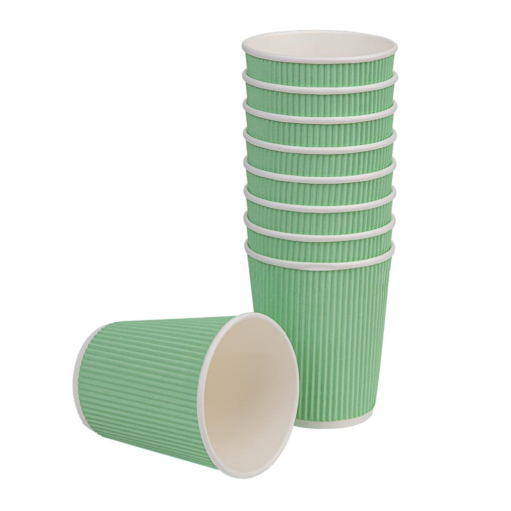 Fiesta Recyclable Coffee Cups Ripple Wall Turquoise 225ml / 8oz (Pack of 500) GP421