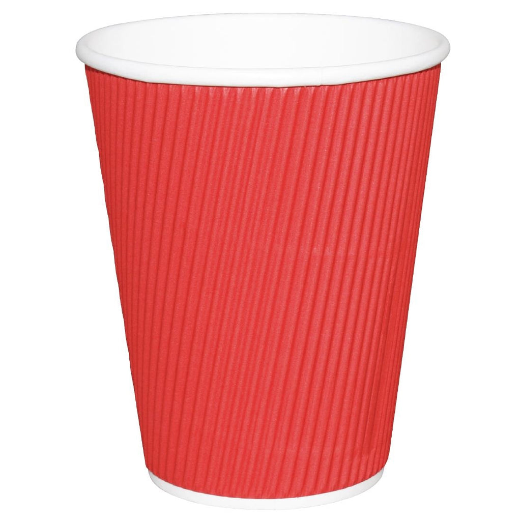 Fiesta Recyclable Coffee Cups Ripple Wall Red 225ml / 8oz (Pack of 25) GP424