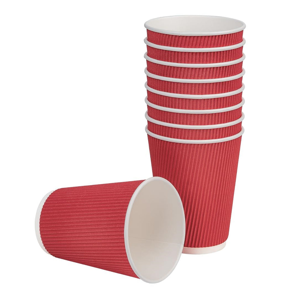 Fiesta Recyclable Coffee Cups Ripple Wall Red 340ml / 12oz (Pack of 500) GP428