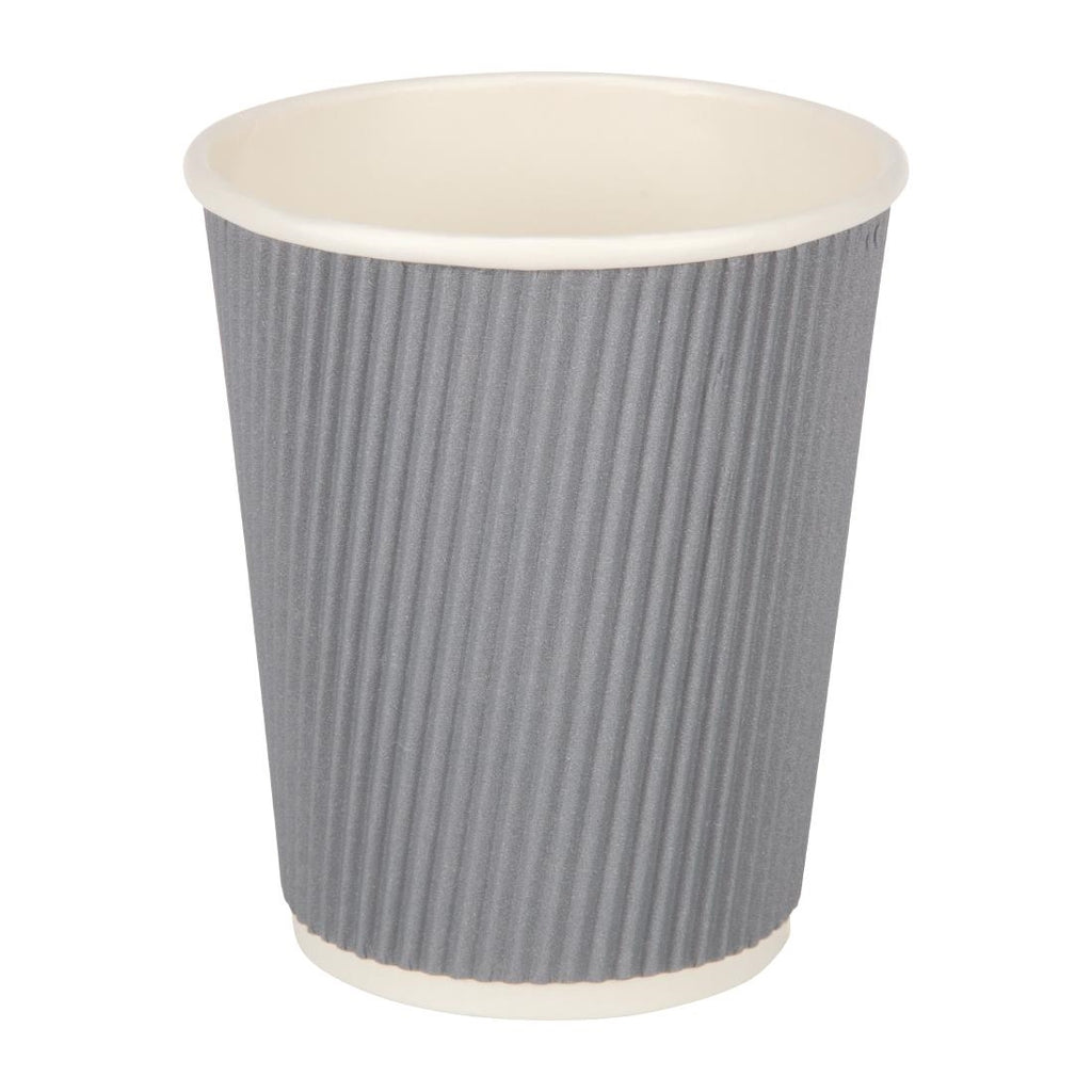 Fiesta Recyclable Coffee Cups Ripple Wall Charcoal 225ml / 8oz (Pack of 25) GP430