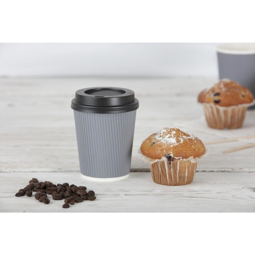 Fiesta Recyclable Coffee Cups Ripple Wall Charcoal 340ml / 12oz (Pack of 25) GP431