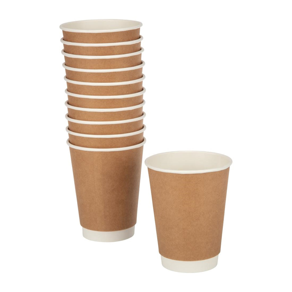 Fiesta Recyclable Coffee Cups Double Wall Kraft 340ml / 12oz (Pack of 25) GP437