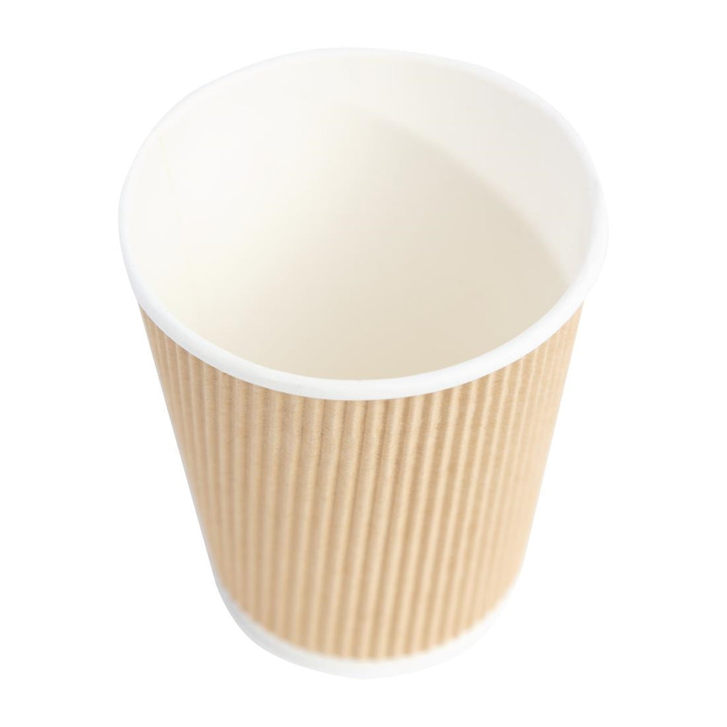 Fiesta Recyclable Coffee Cups Ripple Wall Kraft 225ml / 8oz (Pack of 500) GP442