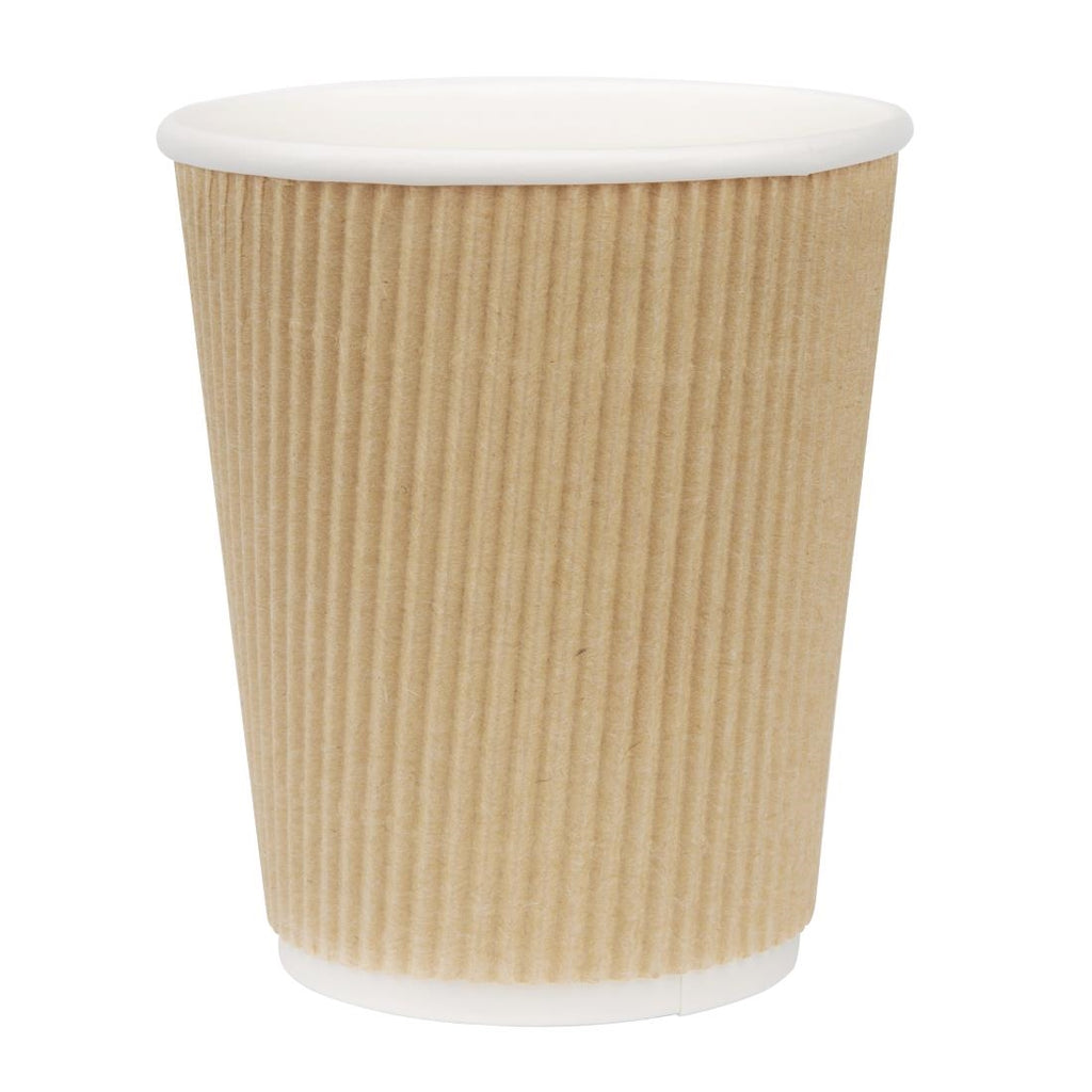 Fiesta Recyclable Coffee Cups Ripple Wall Kraft 225ml / 8oz (Pack of 25) GP443