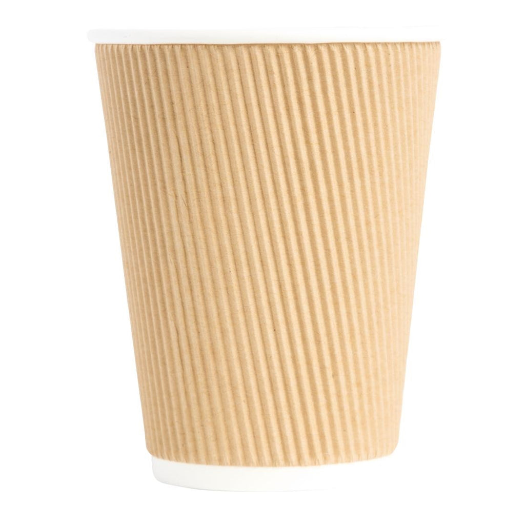 Fiesta Recyclable Coffee Cups Ripple Wall Kraft 340ml / 12oz (Pack of 500) GP444