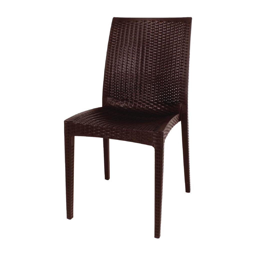 Bolero PP Rattan Bistro Side Chairs Brown (Pack of 4) GR361