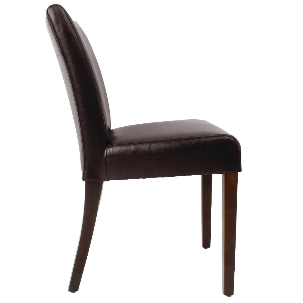 Bolero Faux Leather Contemporary Dining Chair Dark Brown (Pack of 2) GR366