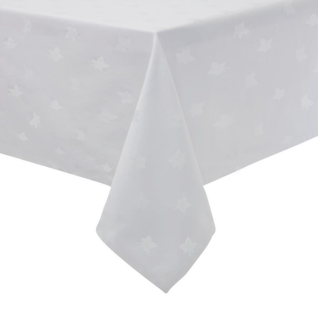 Mitre Luxury Luxor Tablecloth Ivy Leaf White 1350 x 2750mm GW447